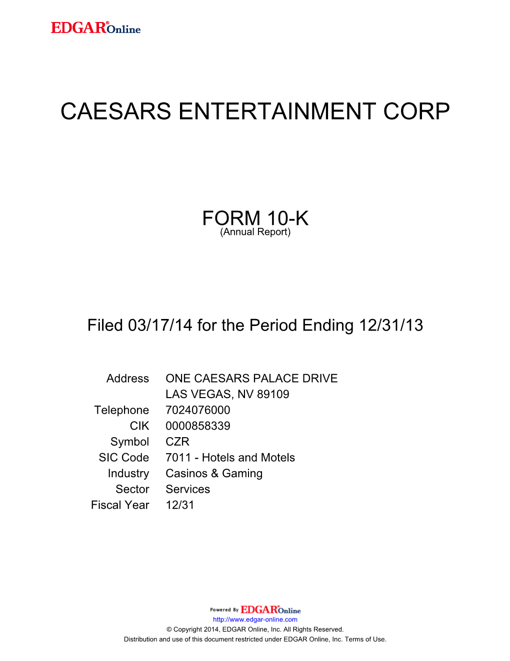 Caesars Entertainment Corp