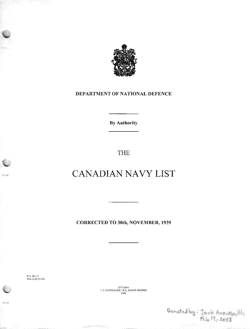 Canadian Navy List