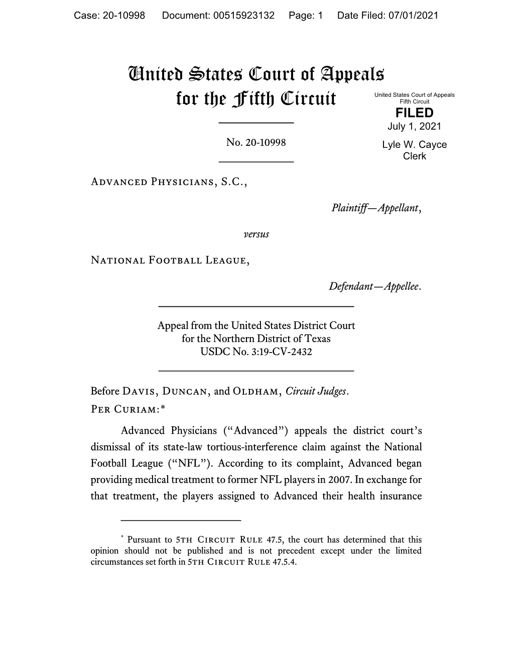 United States Court of Appeals for the Fifth Circuit Fifth Circuit FILED July 1, 2021