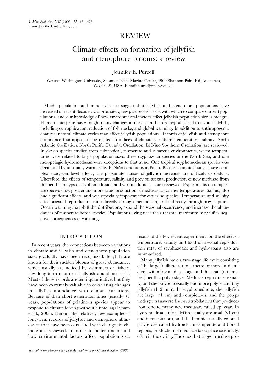 Climate Effects on Formation of Jellyfish and Ctenophore Blooms: a Review