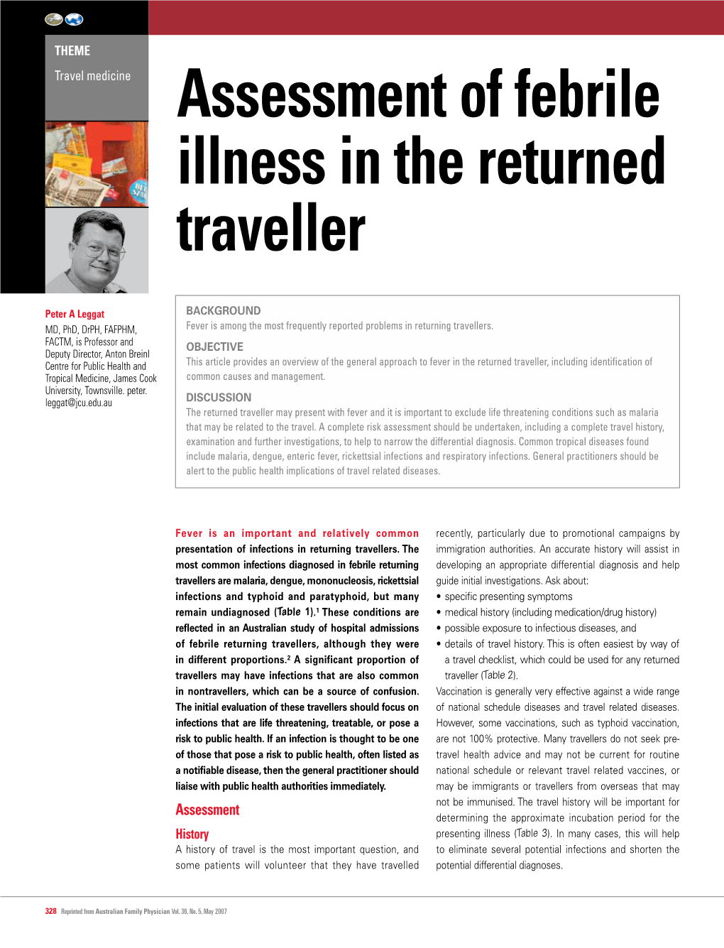Assessment of Febrile Illness in the Returned Traveller