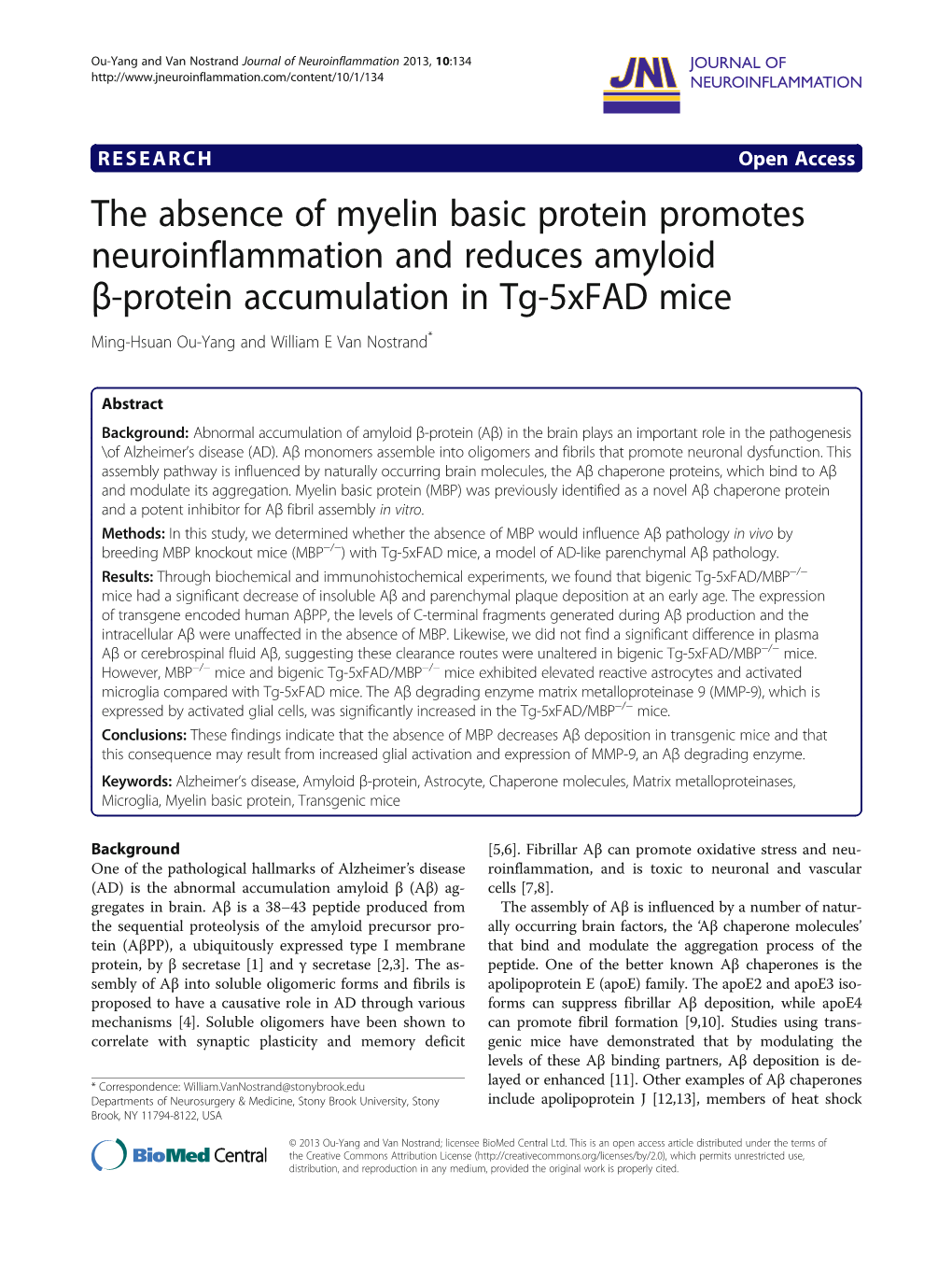 The Absence of Myelin Basic Protein Promotes Neuroinflammation And