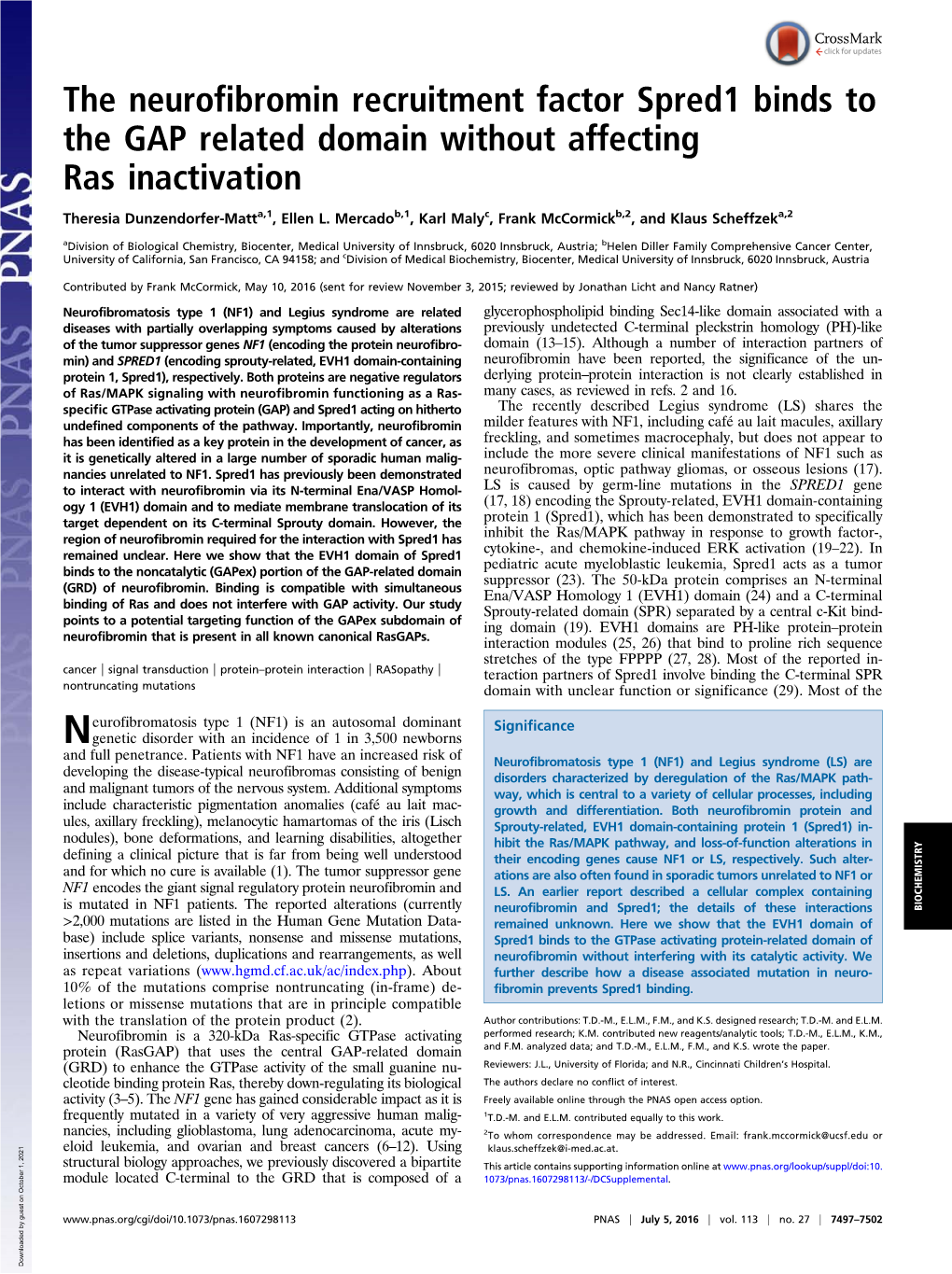 The Neurofibromin Recruitment Factor Spred1 Binds to the GAP Related Domain Without Affecting Ras Inactivation