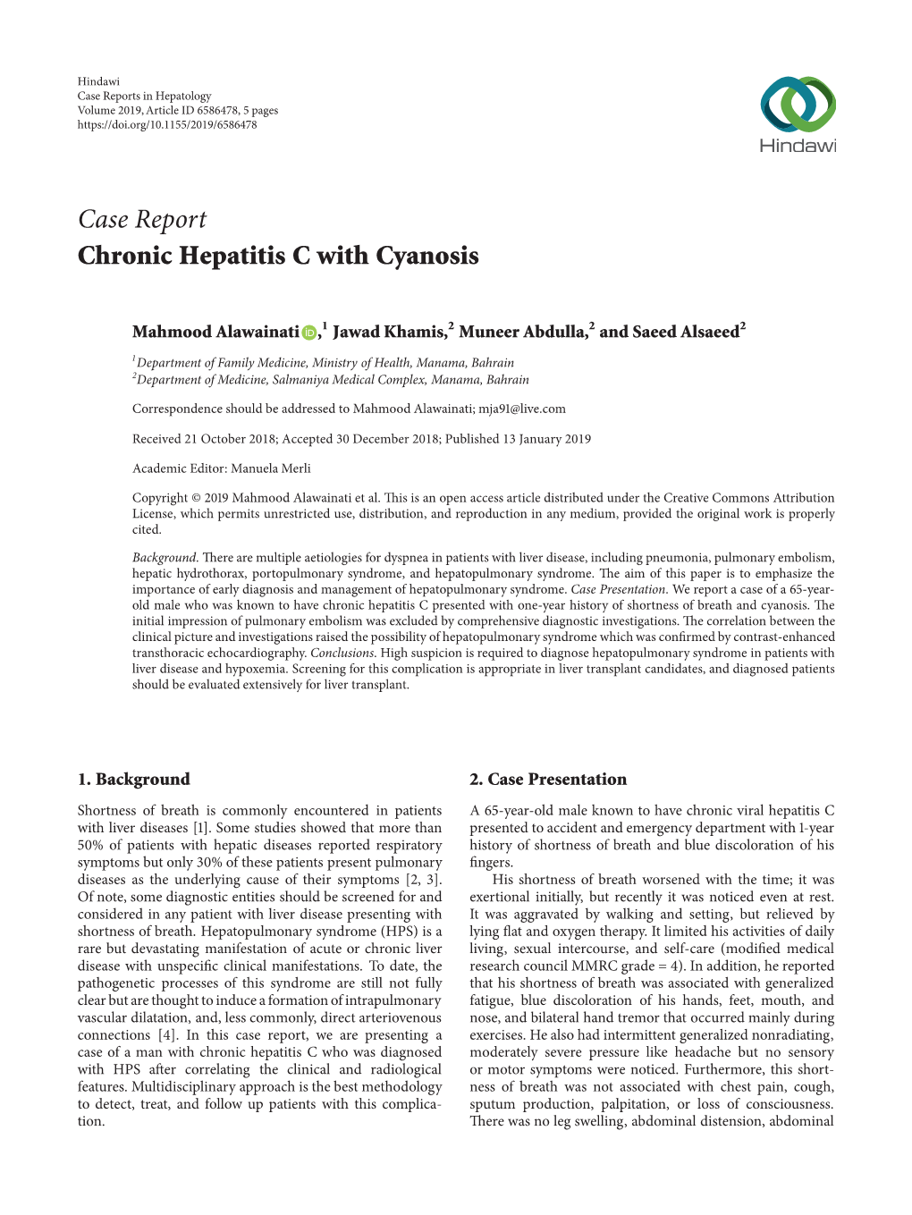 Case Report Chronic Hepatitis C with Cyanosis