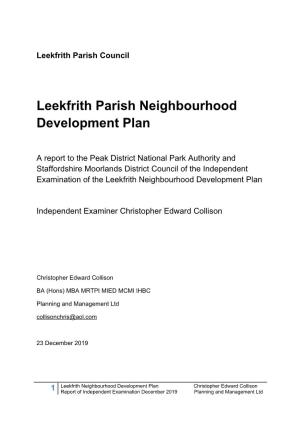 Examiner's Report on the Leekfrith Neighbourhood Plan