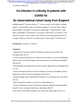 Co-Infection in Critically Ill Patients with COVID-19: an Observational Cohort Study from England