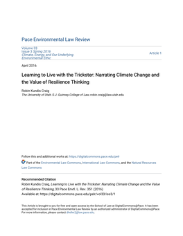 Narrating Climate Change and the Value of Resilience Thinking