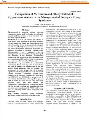 Cyproterone Acetate in the Management of Polycystic Ovary Syndrome