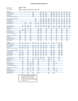 Timetable from Monday 19Th April 2021