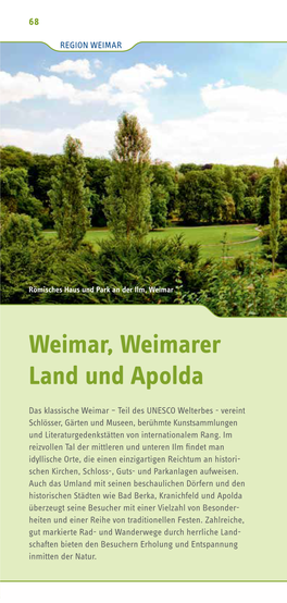 Weimar, Weimarer Land Und Apolda