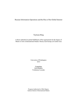 Russian Information Operations and the Rise of the Global Internet