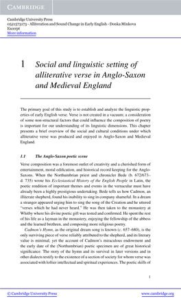 1 Social and Linguistic Setting of Alliterative Verse in Anglo-Saxon and Medieval England