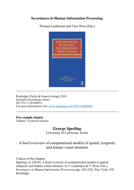 George Sperling University of California, Irvine