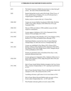 A Timeline of Golf History in Nova Scotia