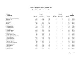 Comune Elettori Votanti % Provincia Votanti Maschi Femmine Totale