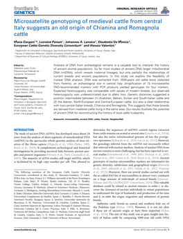 Microsatellite Genotyping of Medieval Cattle from Central Italy Suggests an Old Origin of Chianina and Romagnola Cattle