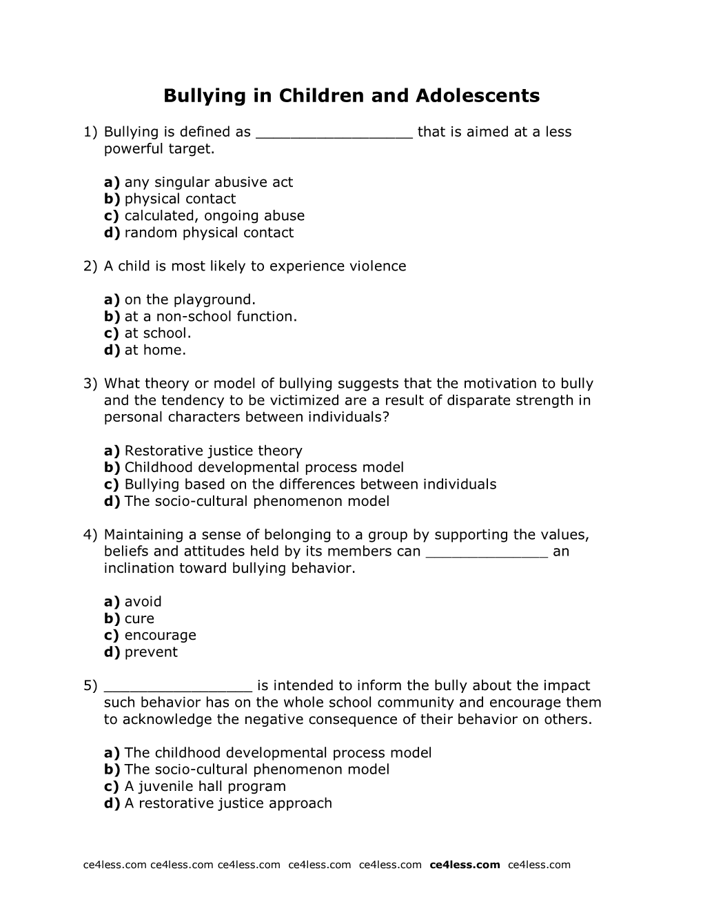 Bullying in Children and Adolescents