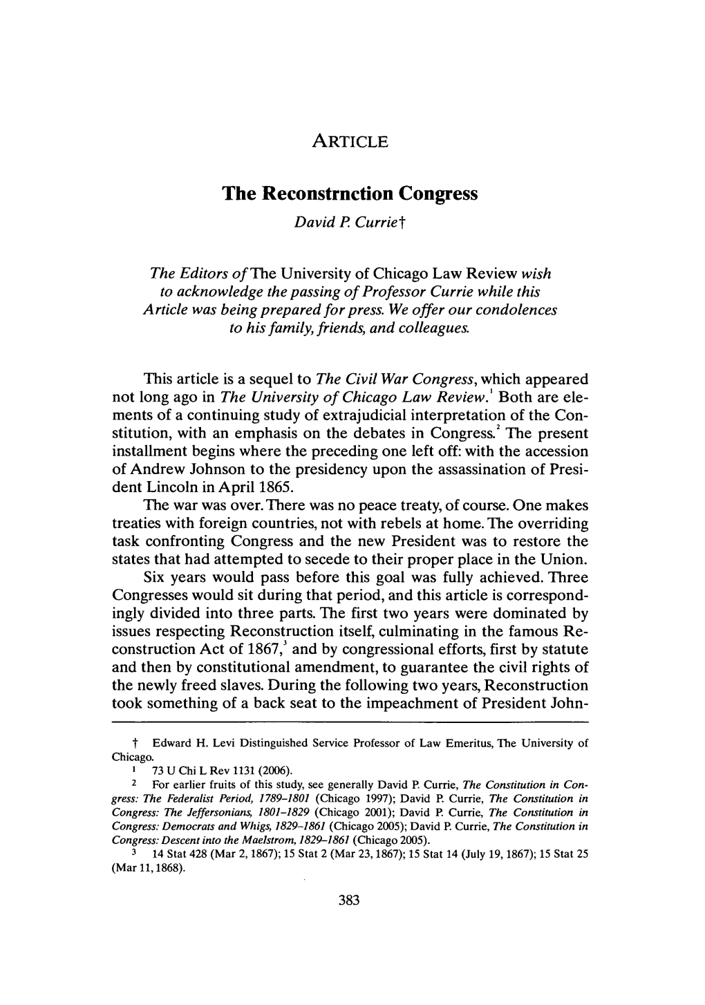 The Reconstruction Congress