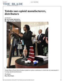 Toledo Sues Opioid Manufacturers, Distributors