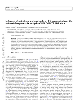 Influence of Petroleum and Gas Trade on EU Economies from The