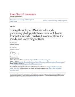 Testing the Utility of DNA Barcodes and a Preliminary Phylogenetic