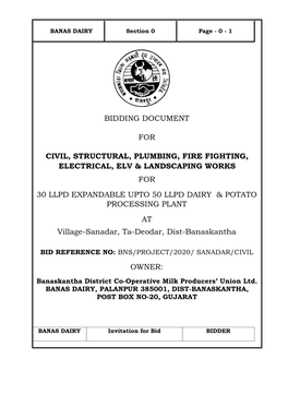 Bidding Document for Civil, Structural, Plumbing, Fire
