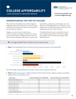 College Affordability: a 2020 Minnesota Measures Report