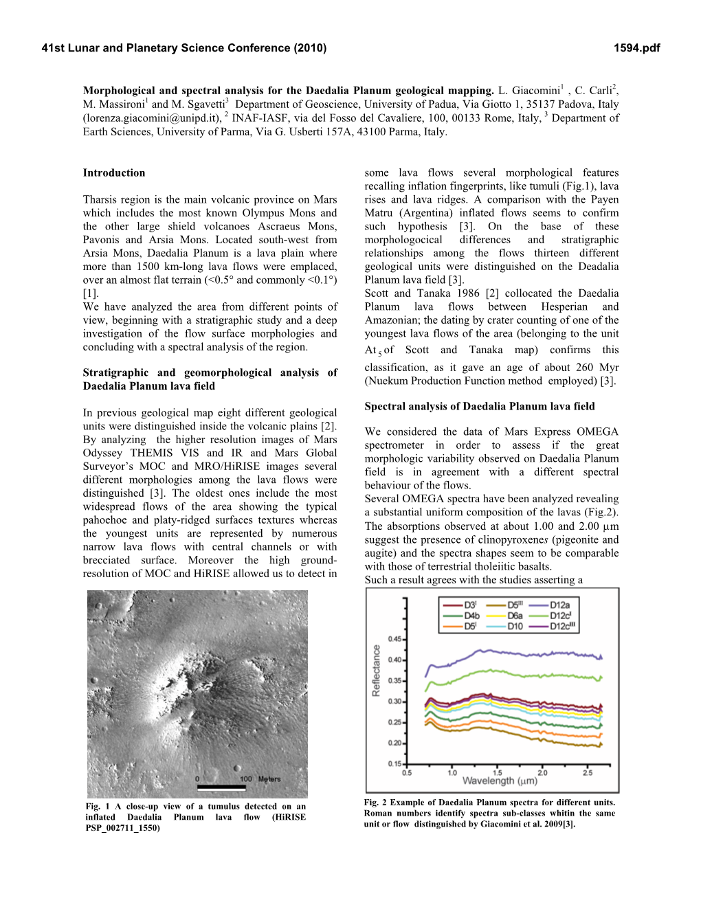 Morphological and Spectral Analysis for the Daedalia Planum Geological Mapping