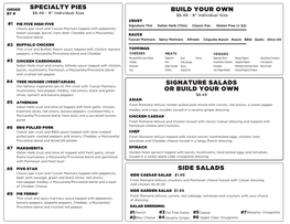 Specialty Pies Build Your Own Side Salads Signature