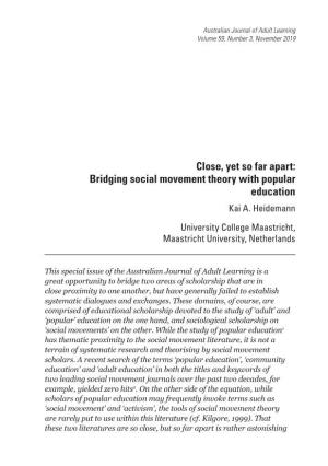Bridging Social Movement Theory with Popular Education Kai A