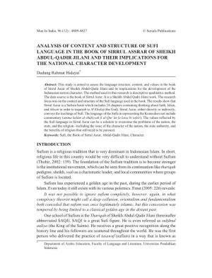 Analysis of Content and Structure of Sufi Language