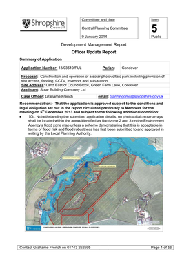 Development Management Report Officer Update Report