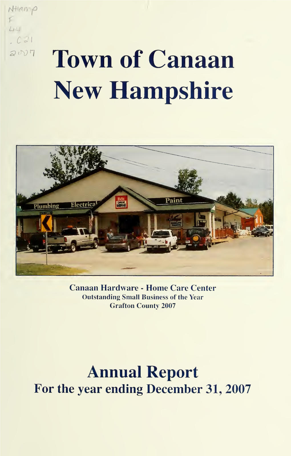 Town of Canaan, New Hampshire. Annual Report for the Year Ending