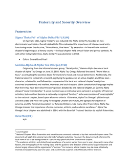 Fraternity and Sorority Overview