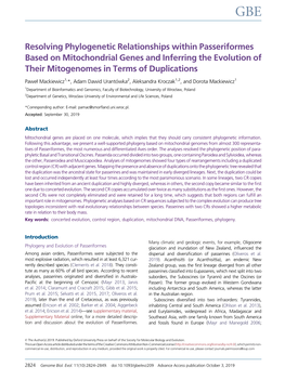 Resolving Phylogenetic Relationships Within Passeriformes Based on Mitochondrial Genes and Inferring the Evolution of Their Mitogenomes in Terms of Duplications