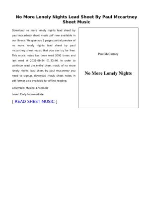 No More Lonely Nights Lead Sheet by Paul Mccartney Sheet Music