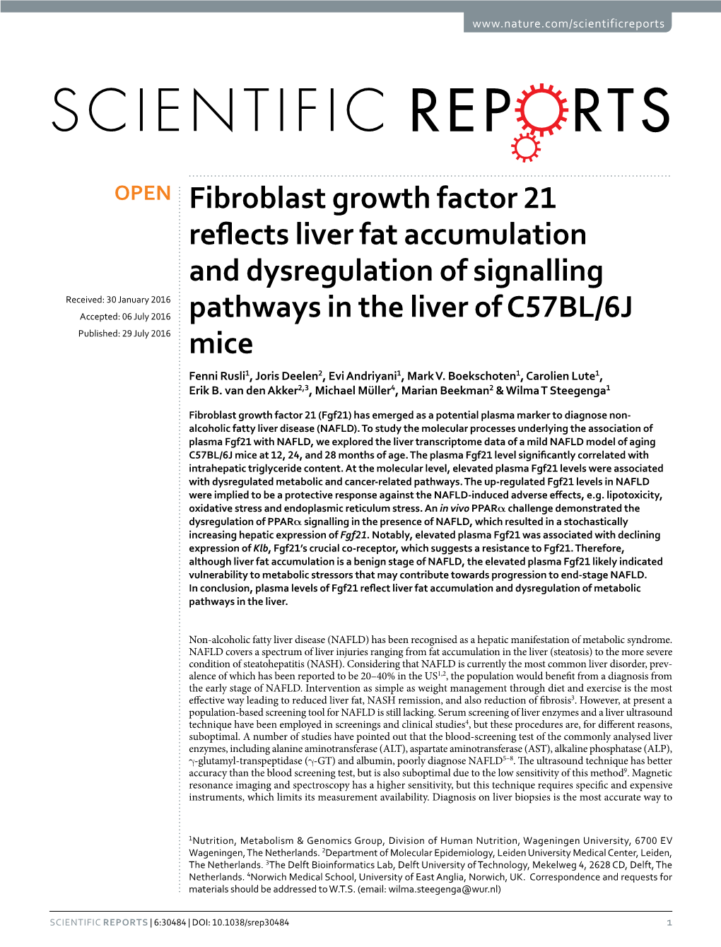 Fibroblast Growth Factor 21 Reflects Liver Fat Accumulation And