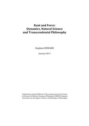 Kant and Force: Dynamics, Natural Science and Transcendental Philosophy