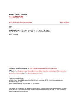 UA3/8/2 President's Office-Meredith Athletics