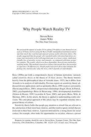 Why People Watch Reality TV