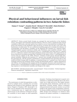 Physical and Behavioural Influences on Larval Fish Retention: Contrasting Patterns in Two Antarctic Fishes