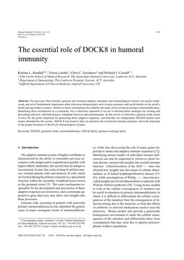 The Essential Role of DOCK8 in Humoral Immunity