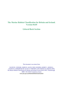 Marine Habitat Classification for Britain and Ireland. Version 04.05