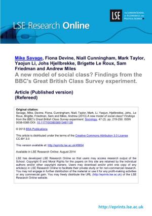 Findings from the BBC's Great British Class Survey Experiment