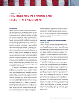 Contingency Planning and Change Management