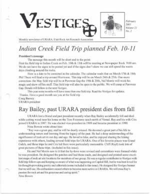 Indian Creek Field Tripplanned Feb. 10-11
