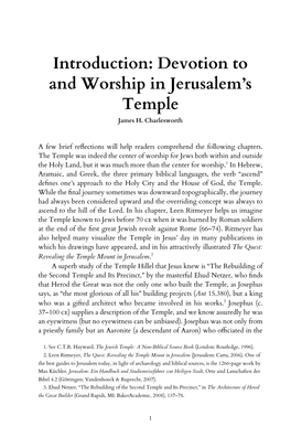 Introduction: Devotion to and Worship in Jerusalem's Temple