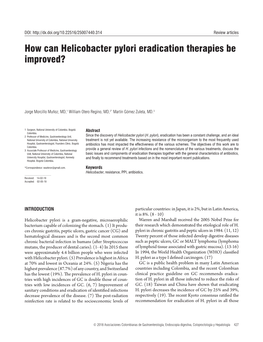 How Can Helicobacter Pylori Eradication Therapies Be Improved?