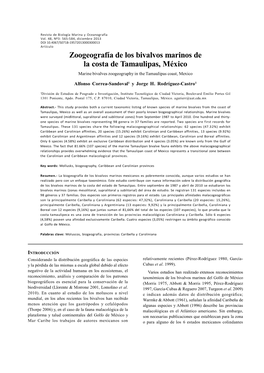 Zoogeografía De Los Bivalvos Marinos De La Costa De Tamaulipas, México Marine Bivalves Zoogeography in the Tamaulipas Coast, Mexico