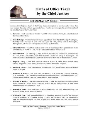 Oaths of Office Taken by the Chief Justices